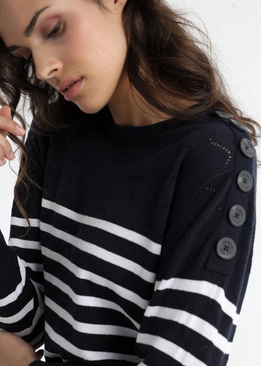 Lois Jeans Pull - Col Rond Avec Boutons Détail Non Cousus Sur Les épaules