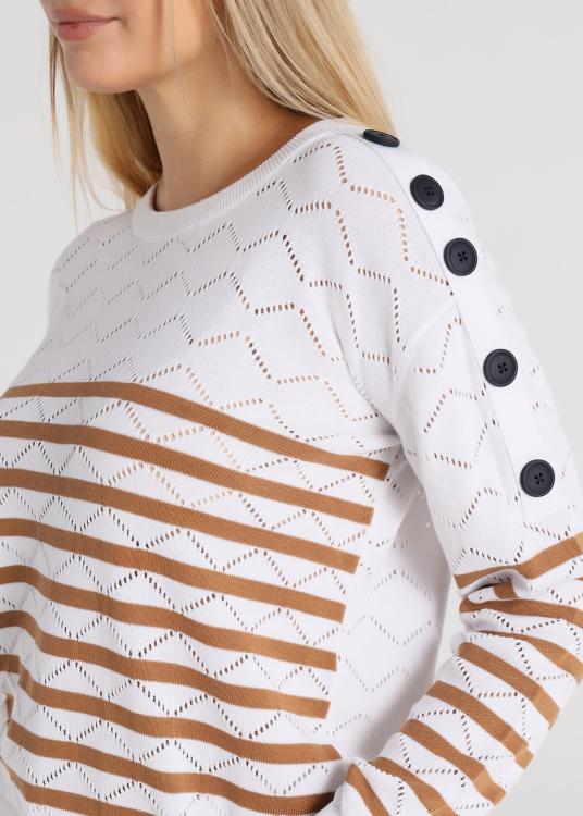 Lois Jeans Pull - Col Rond Avec Boutons Détail Non Cousus Sur Les épaules