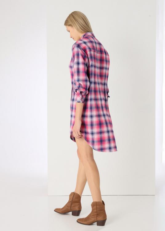 lois jeans Robe-chemise courte à carreaux poches latérales