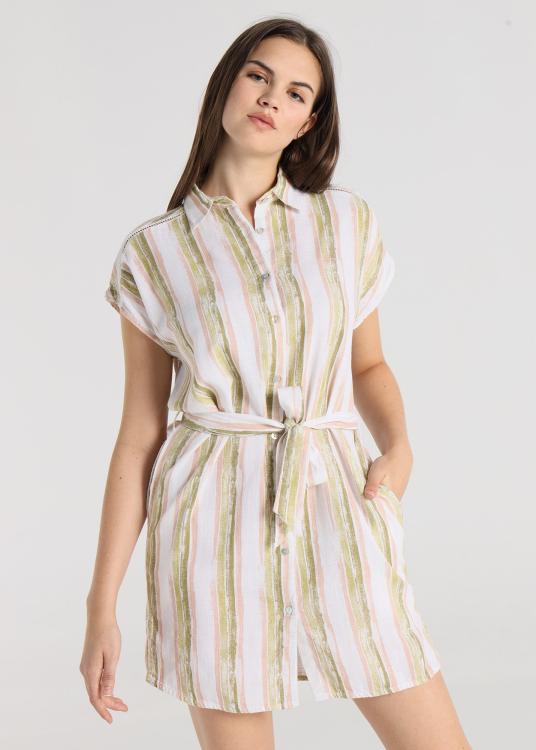 lois jeans Robe courte - Imprimé rayé effet aquarelle