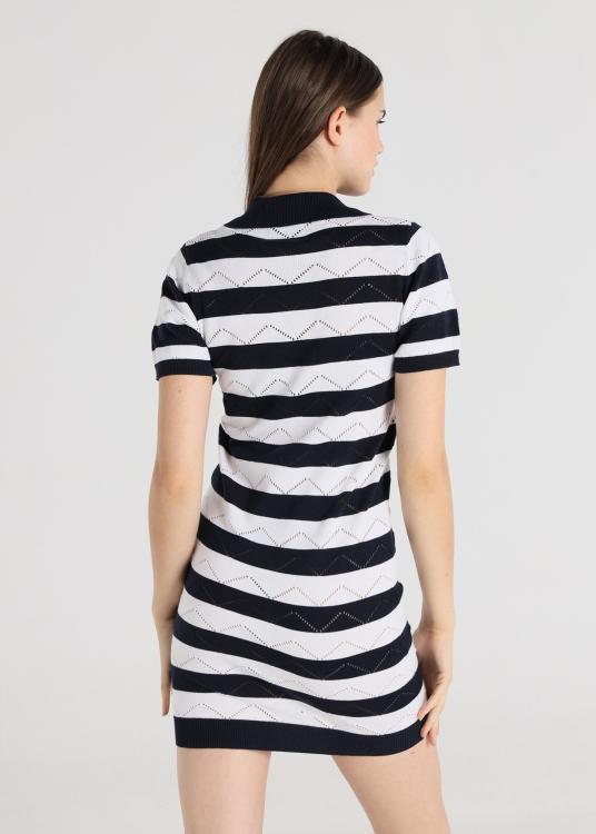 Lois Jeans Robe Courte - Maille Imprimée Rayures Amples Au Point