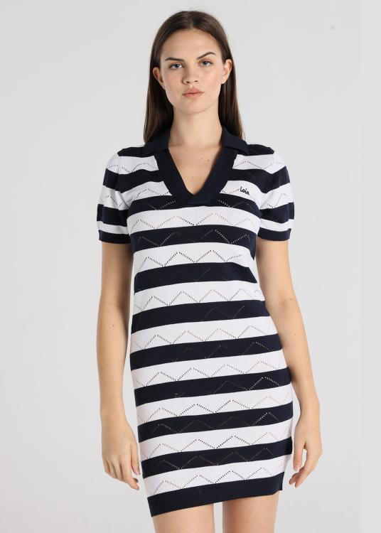 Lois Jeans Robe Courte - Maille Imprimée Rayures Amples Au Point