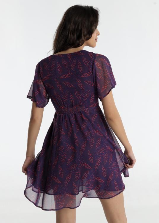 Lois Jeans Robe Courte - Manches Courtes Avec Imprimé Mini Décolleté V