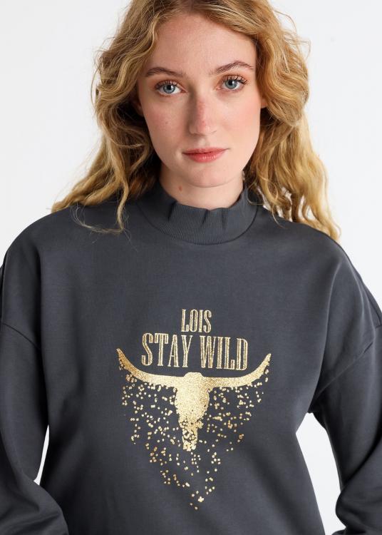 Lois Jeans Robe Courte Manches Longues Avec Poches Graphique Western