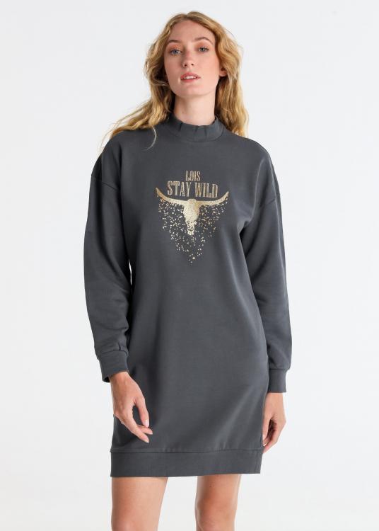 lois jeans Robe courte manches longues avec poches graphique Western