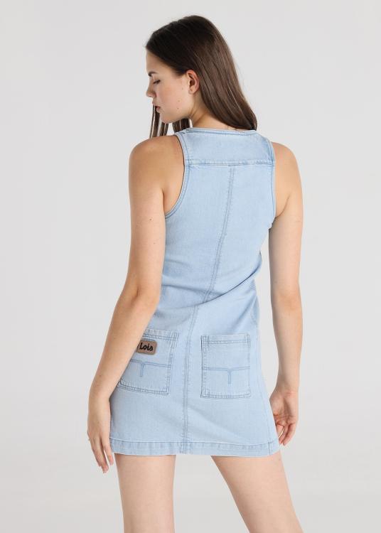 Lois Jeans Robe Courte - Sans Manches Fermeture Zippée Avec Poches Latérales