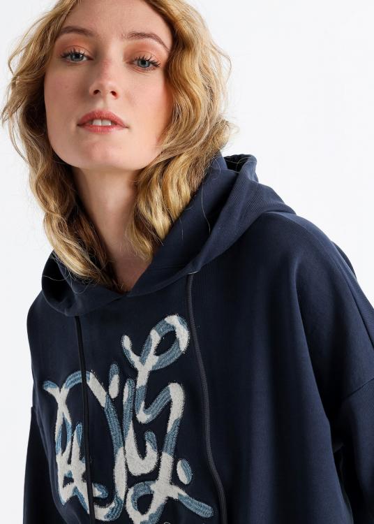 Lois Jeans Sweat à Capuche Poche Kangouroo Brodé Avec Paillettes