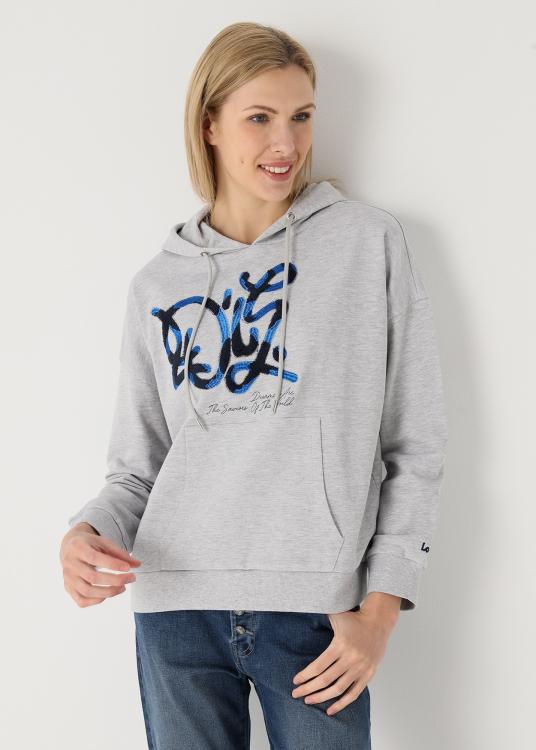 lois jeans Sweat à capuche poche kangouroo brodé avec paillettes