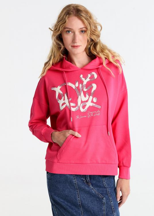 lois jeans Sweat à capuche poche kangouroo brodé avec paillettes