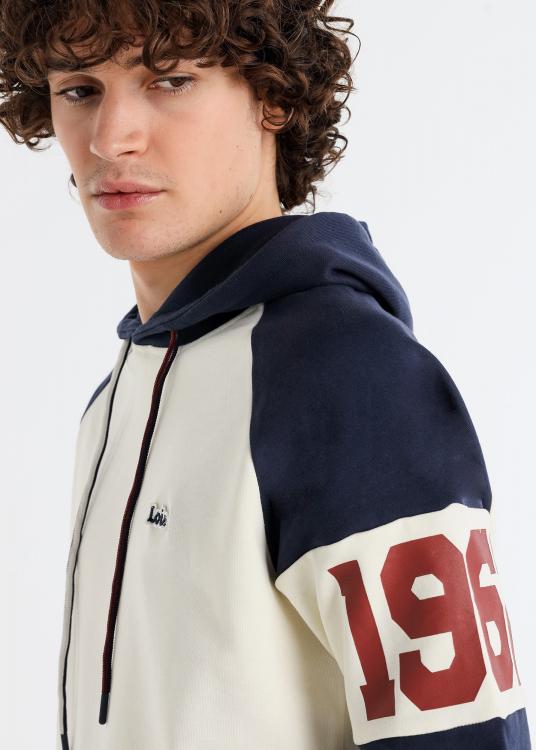 Lois Jeans Sweat-shirt Bi-couleur Manche Raglan Poche Kangourou