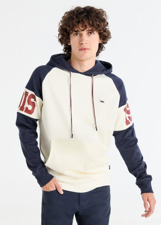 Lois Jeans Sweat-shirt Bi-couleur Manche Raglan Poche Kangourou