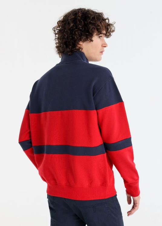 Lois Jeans Sweat-shirt Bi Couleur Semi-montant Zippé