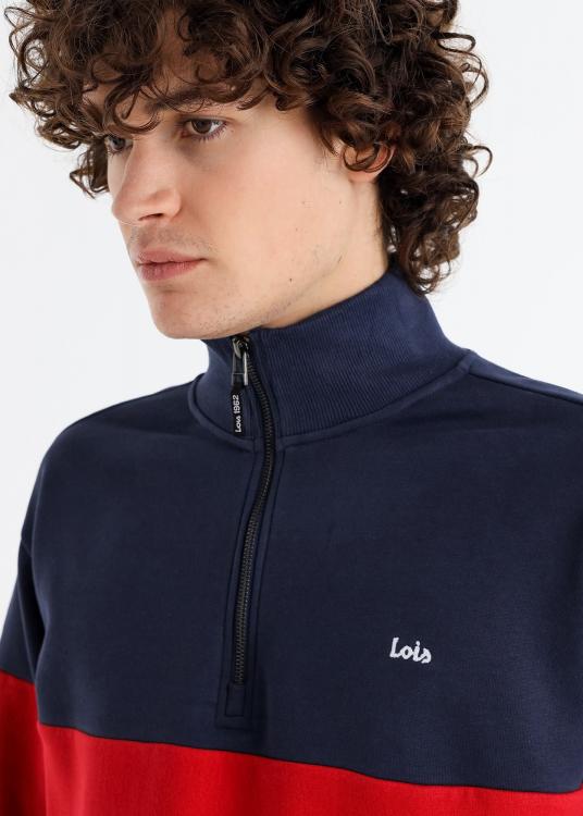 Lois Jeans Sweat-shirt Bi Couleur Semi-montant Zippé