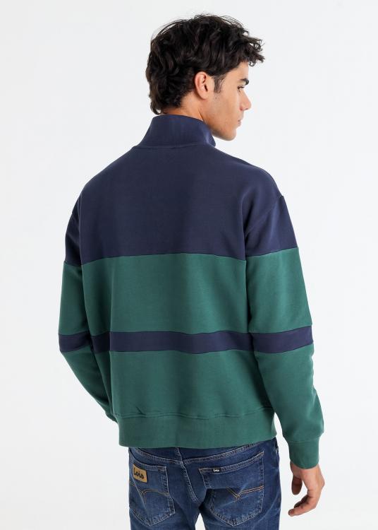 Lois Jeans Sweat-shirt Bi Couleur Semi-montant Zippé