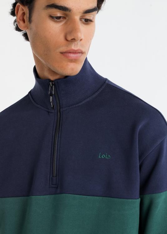 Lois Jeans Sweat-shirt Bi Couleur Semi-montant Zippé