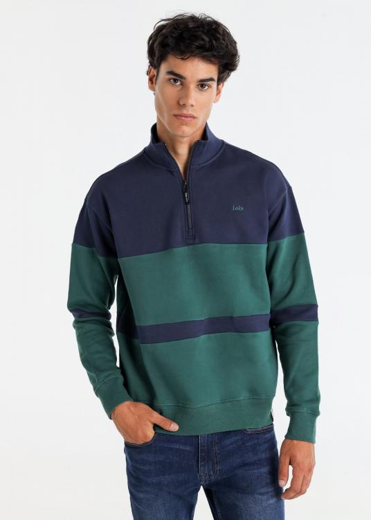 lois jeans Sweat-shirt bi couleur Semi-montant zippé