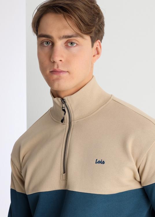 Lois Jeans Sweat-shirt Bi Couleur Semi-montant Zippé