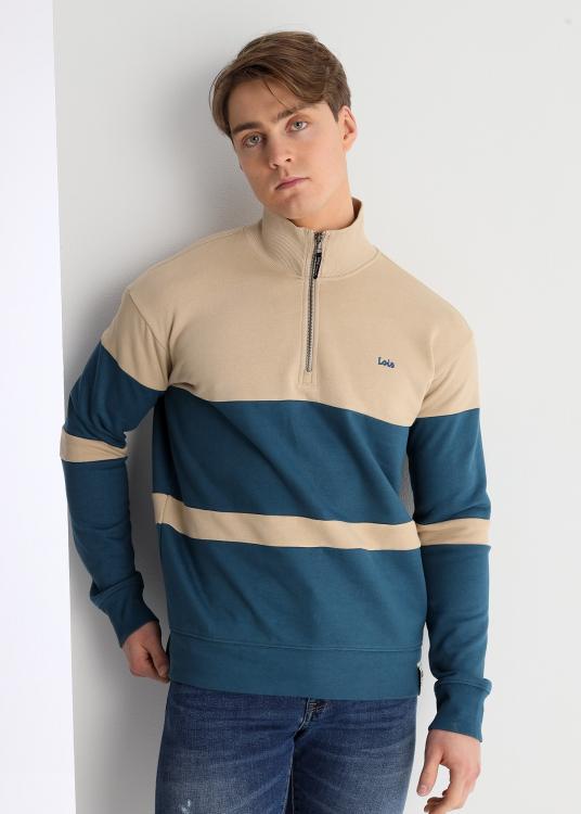 lois jeans Sweat-shirt bi couleur Semi-montant zippé