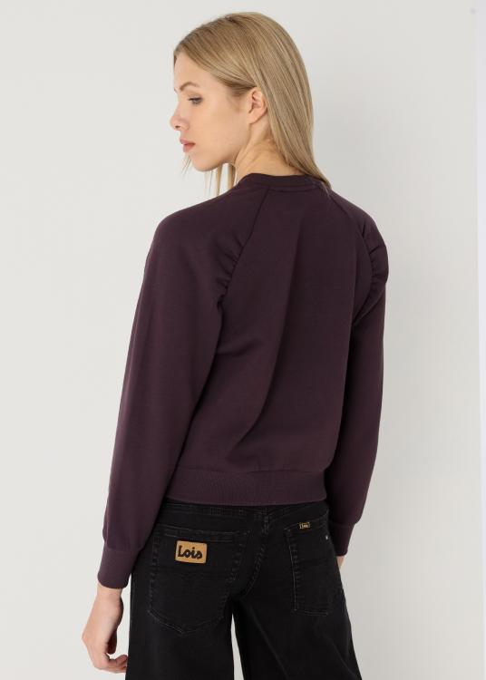 Lois Jeans Sweat-shirt Col Rond Manche Raglan Brodé Chenille Lois