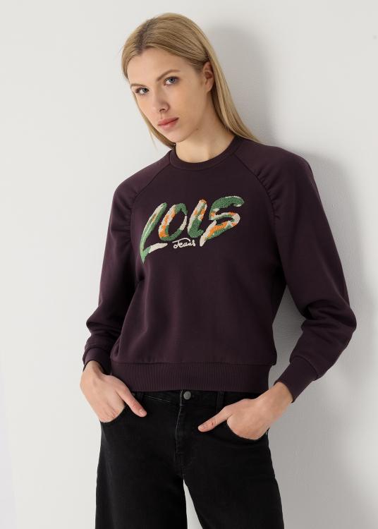 lois jeans Sweat-shirt Col rond manche raglan Brodé chenille Lois