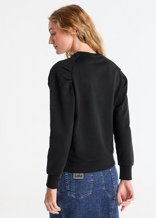 Lois Jeans Sweat-shirt Col Rond Manche Raglan Brodé Chenille Lois