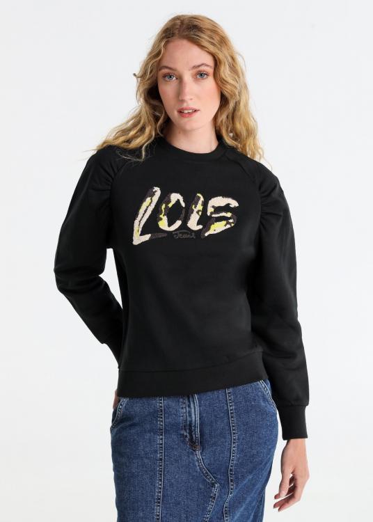 lois jeans Sweat-shirt Col rond manche raglan Brodé chenille Lois