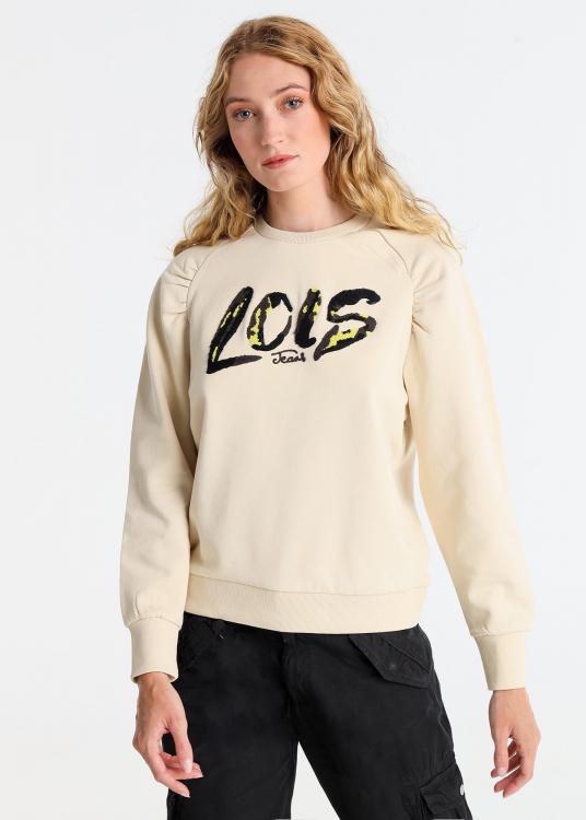 lois jeans Sweat-shirt Col rond manche raglan Brodé chenille Lois