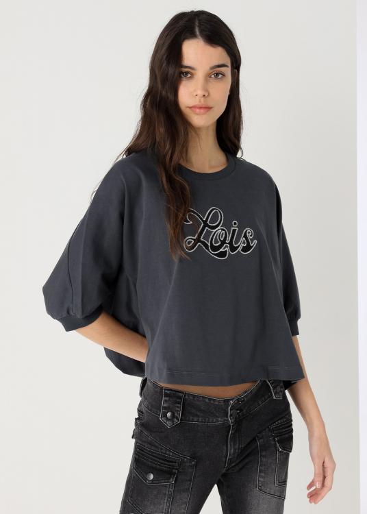 lois jeans Sweat-shirt Col rond manches chauve-souris Brodé Lois