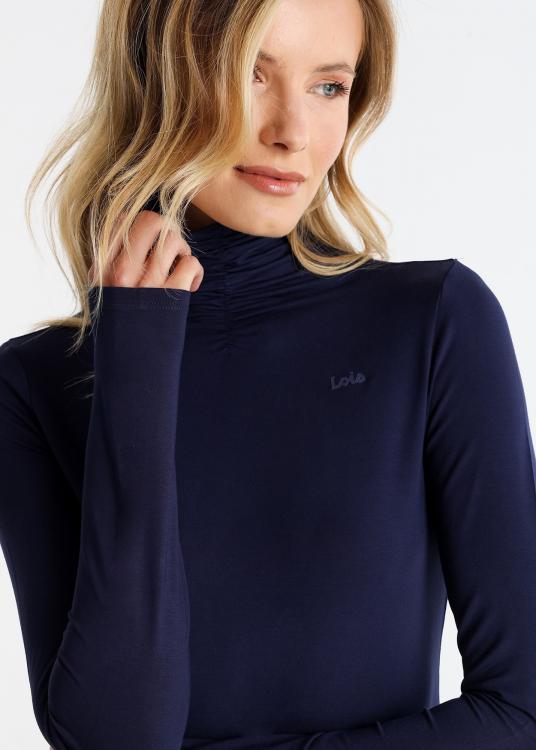 Lois Jeans T-shirt Ajusté Manches Longues Semi-montant Froncé