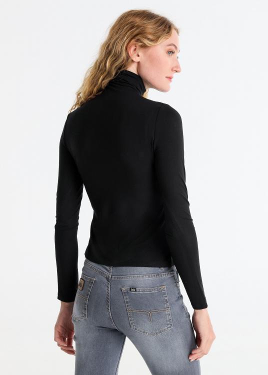 Lois Jeans T-shirt Ajusté Manches Longues Semi-montant Froncé