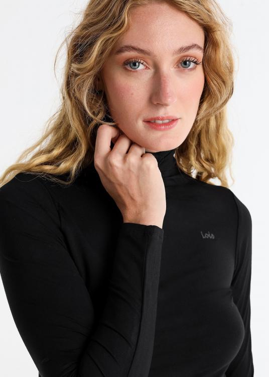 Lois Jeans T-shirt Ajusté Manches Longues Semi-montant Froncé