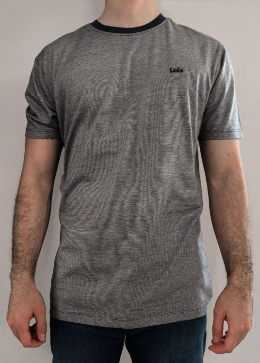 Lois Jeans T-shirt Basique Texture Tissée - Manches Courtes Avec Logo Lois Brodé