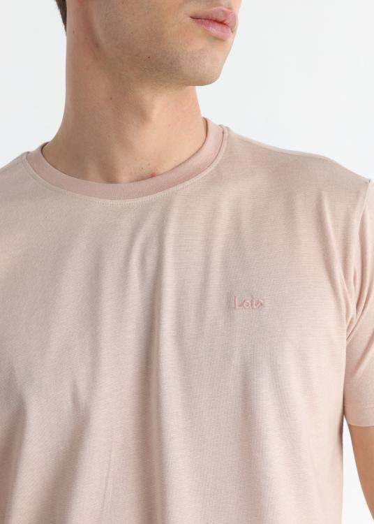 Lois Jeans T-shirt Basique Texture Tissée - Manches Courtes Avec Logo Lois Brodé