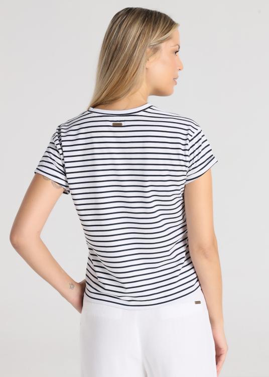 Lois Jeans T-shirt - Imprimé Rayé Manches Courtes Avec Encolure V