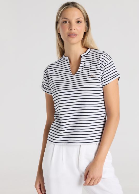 lois jeans T-shirt - Imprimé rayé manches courtes avec encolure V