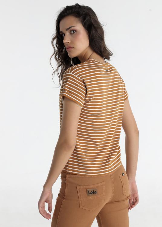lois jeans T-shirt - Imprimé rayé manches courtes avec encolure V