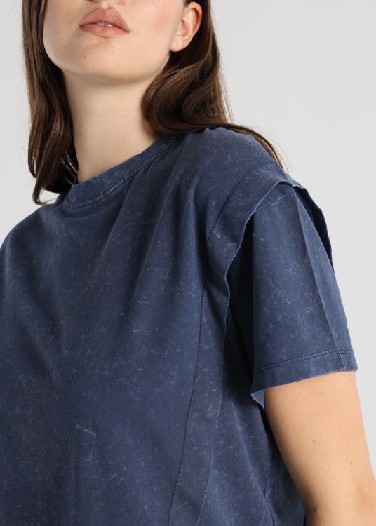 Lois Jeans T-shirt - Manche Courte Pli Sur L'épaule Logo Avec Studs Au Dos