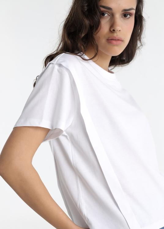 lois jeans T-shirt - Manche courte pli sur l'épaule logo avec studs au dos