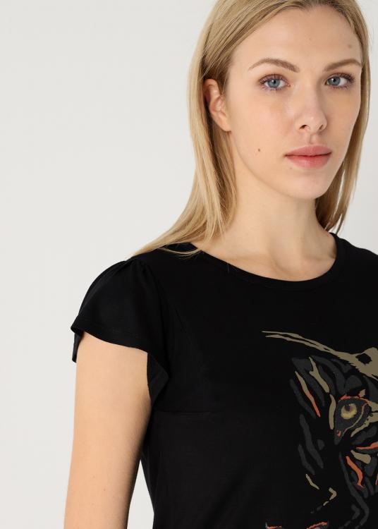 Lois Jeans T-shirt Manche Courte Volant Graphique Leopard Lurex