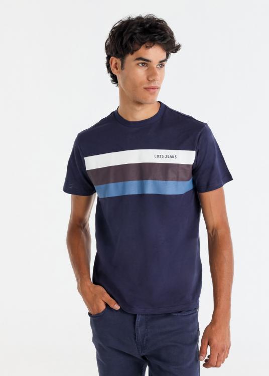 lois jeans T-shirt manches courtes à rayures tri-couleur