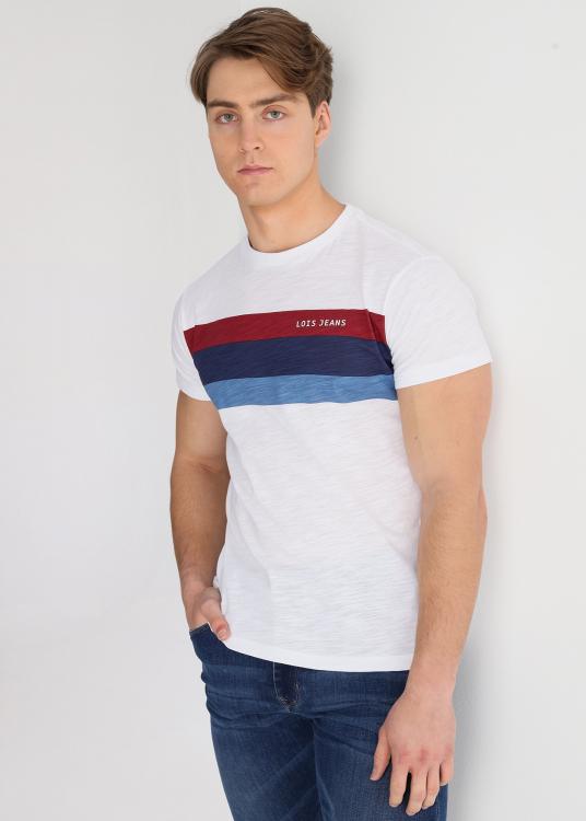 lois jeans T-shirt manches courtes à rayures tri-couleur