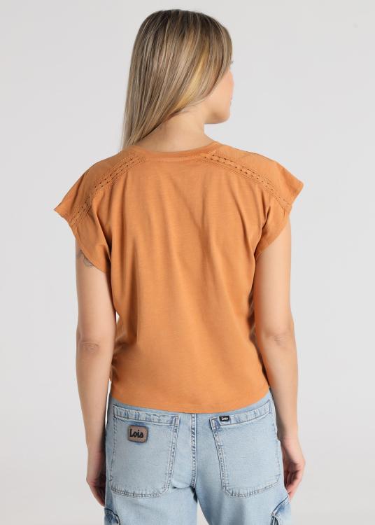 Lois Jeans T-shirt - Manches Courtes Avec Col V Bordé