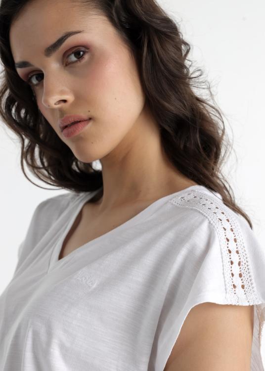 Lois Jeans T-shirt - Manches Courtes Avec Col V Bordé