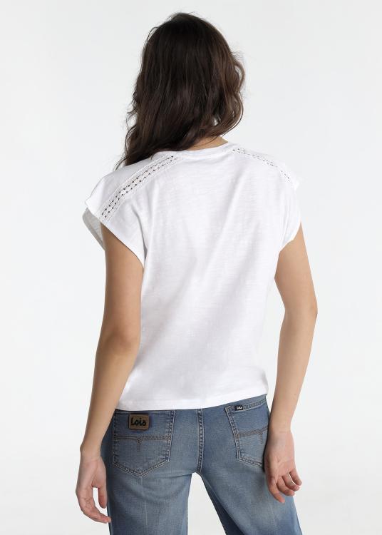 Lois Jeans T-shirt - Manches Courtes Avec Col V Bordé