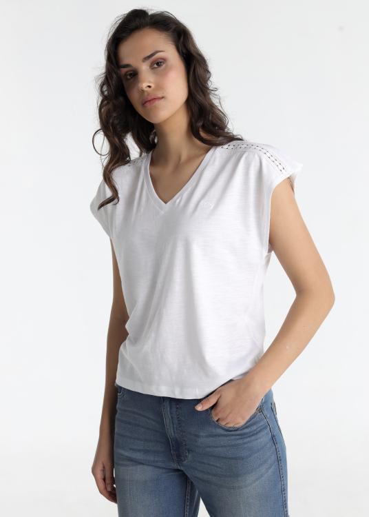 lois jeans T-shirt - Manches courtes avec col V bordé
