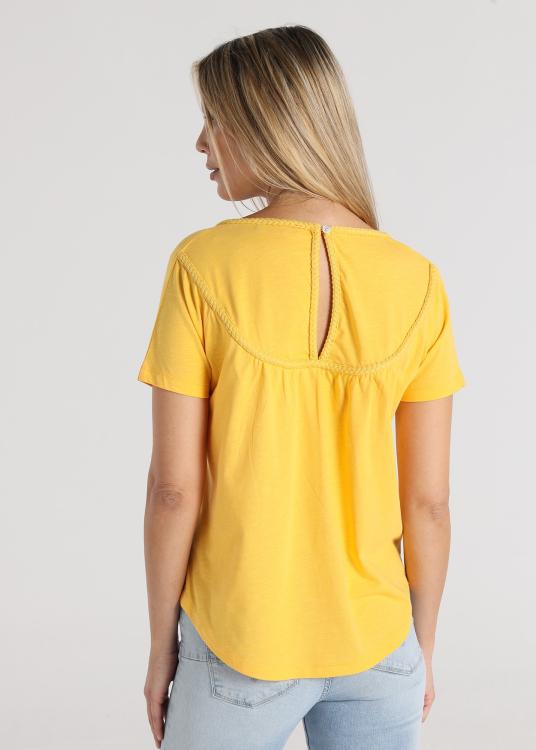 Lois Jeans T-shirt - Manches Courtes Avec Décolleté Détail Tressé
