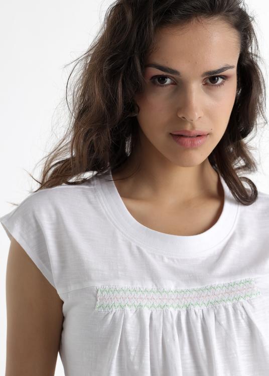 Lois Jeans T-shirt - Manches Courtes Avec Détail élastique Sur La Poitrine