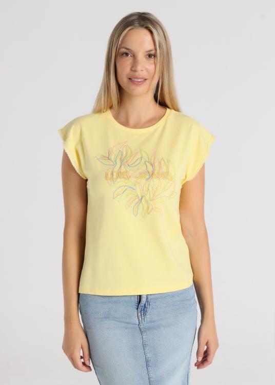 lois jeans T-shirt - Manches courtes avec finitions en raphia