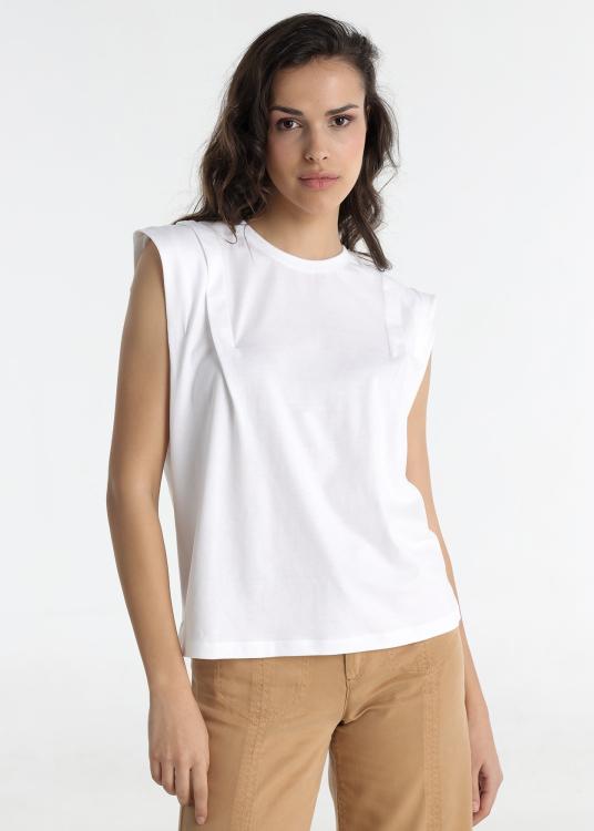 lois jeans T-shirt - Manches courtes avec plis sur les épaules