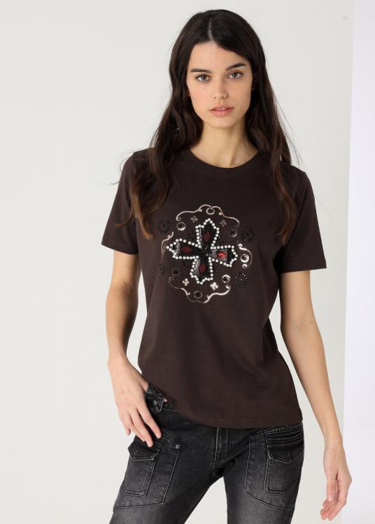 lois jeans T-shirt manches courtes Col rond Graphic détails bijoux